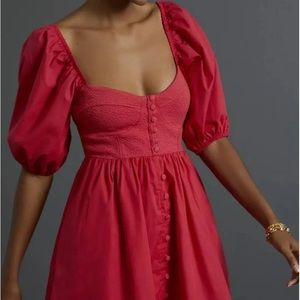 Anthropologie Maeve Puff-Sleave Sweetheart Mini Dress